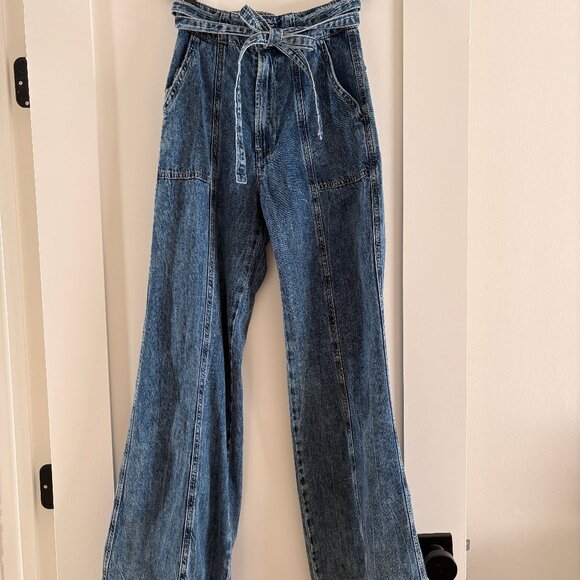 Hudson Tie-Waist High-Rise Wide-Leg Trouser Jeans – Size 25 | Indigo Waters - Picture 5 of 7